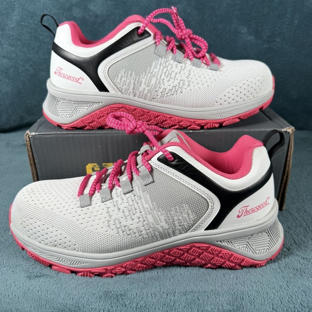 Thorogood Women's Safety Toe Work Shoes Slip Resistant White/Pink Size 10.5